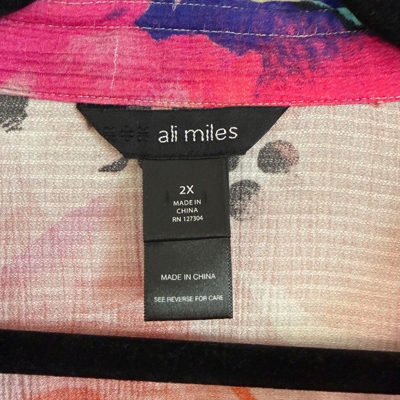 Ali Miles Womens 2X Abstract Tunic Opera Coat Wire Neck Artsy Lagenlook Colorful - Picture 3 of 8